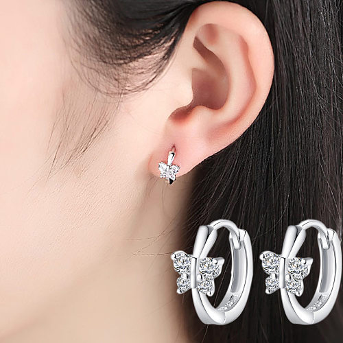 1 Pair Simple Style Butterfly Plating Inlay Copper Zircon White Gold Plated Earrings