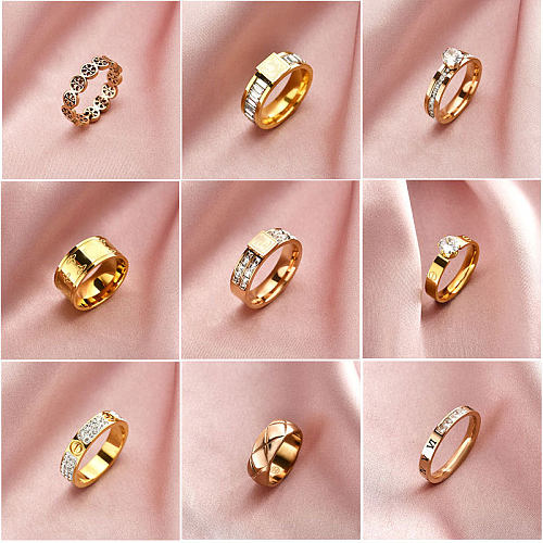 Anéis de diamante artificiais de aço Titanium redondos do estilo moderno no volume