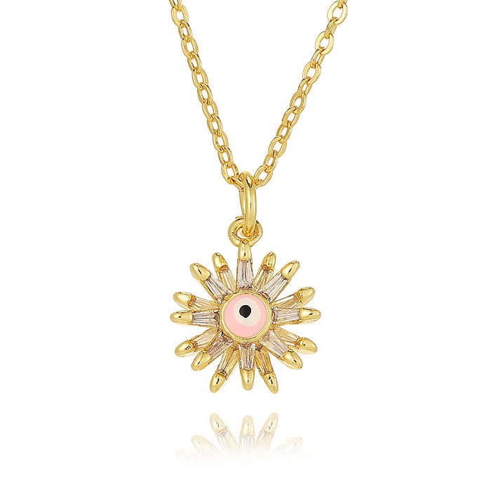 Elegant Lady Geometric Copper Plating Inlay Zircon Pendant Necklace