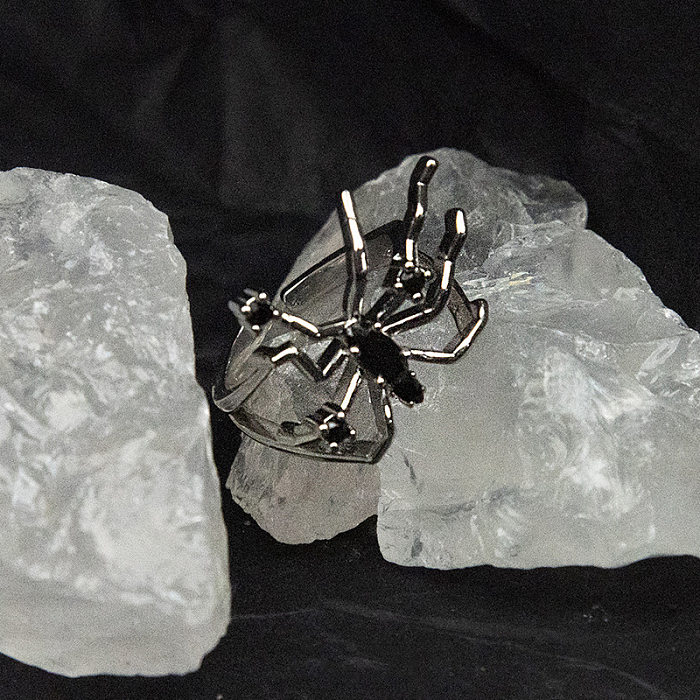 Punk Spider Copper Irregular Inlay Zircon Open Rings