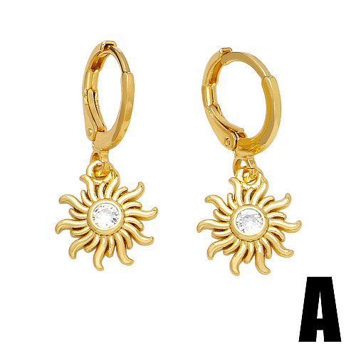 1 Pair Original Design Streetwear Sun Umbrella Plating Inlay Copper Zircon 18K Gold Plated Drop Earrings