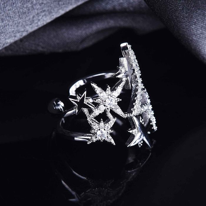 Bague pentagramme originale de créateur de Niche, ornement personnalisé assorti, Style Hipster, anneau ouvert en Zircon