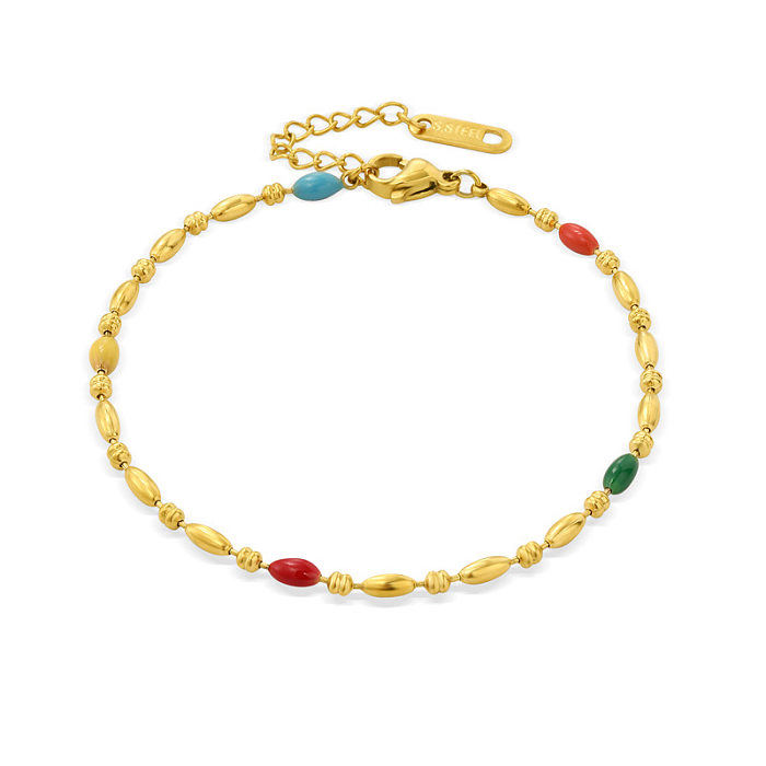 Fashion Colorful Titanium Steel Beaded Enamel Plating Bracelets Necklace
