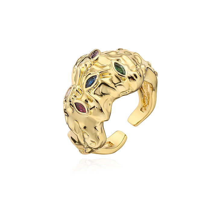 Fashion Animal Copper Inlay Zircon Open Ring
