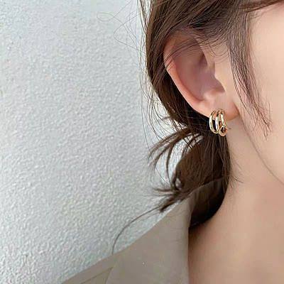 Boucles d'oreilles en cuivre modèle C hypoallergénique à aiguille en argent 925