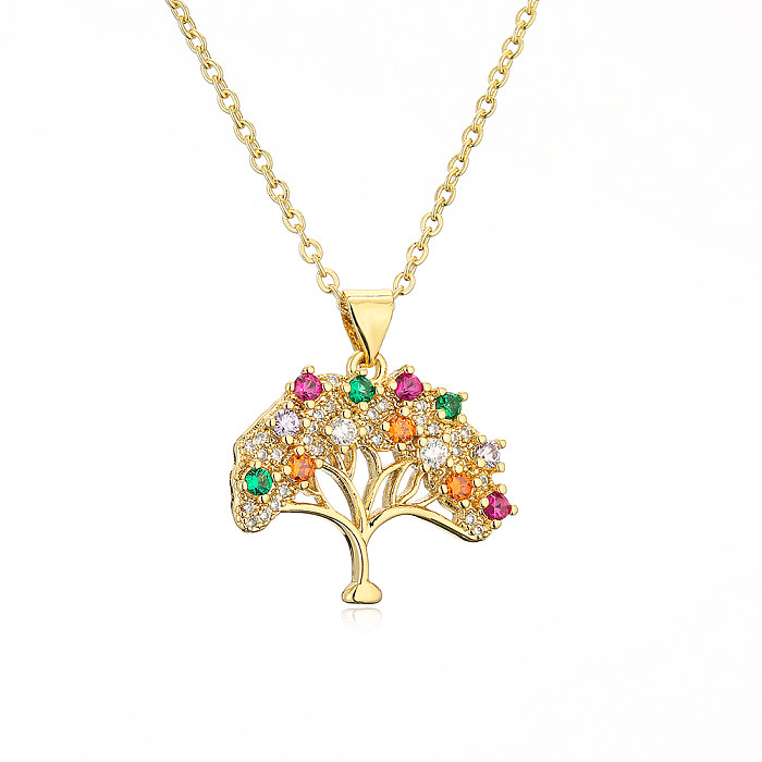 1 Piece Fashion Tree Copper Inlay Zircon Pendant Necklace