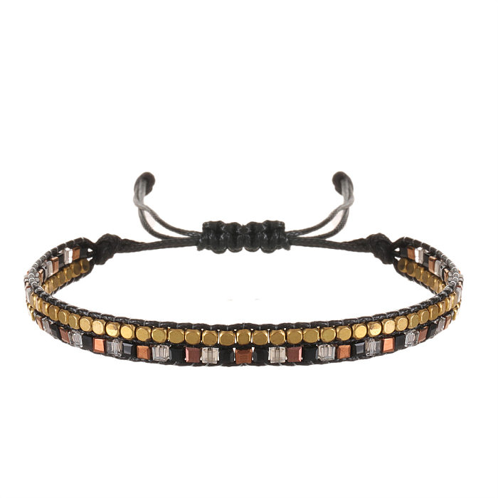 Pulseiras de tricô de cobre de cristal quadrado boêmio