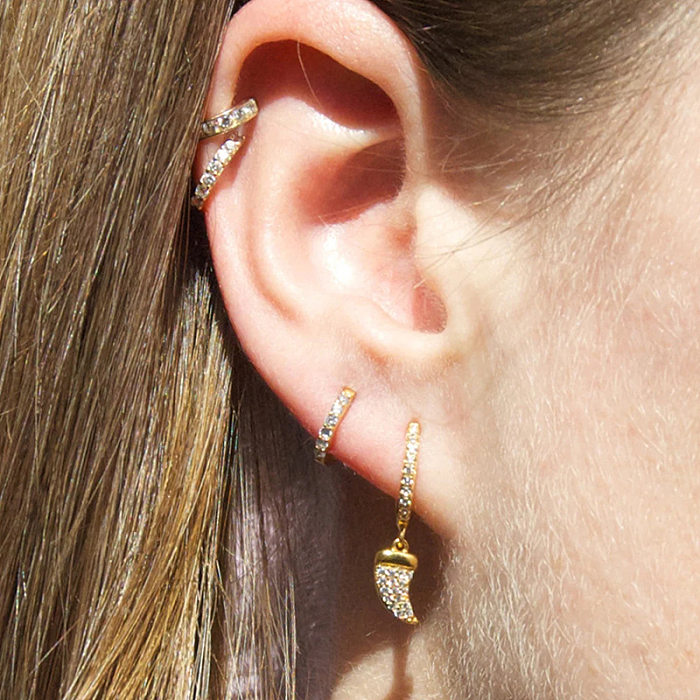 1 paire de boucles d'oreilles pendantes en Zircon, couleur unie, Style ethnique, incrustation de cuivre