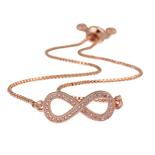 Elegant Infinity Copper Inlay Zircon Bracelets