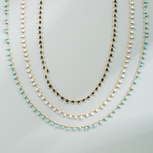 Mode Geometrische Kupfer Halskette Inlay Perlen Kupfer Halsketten