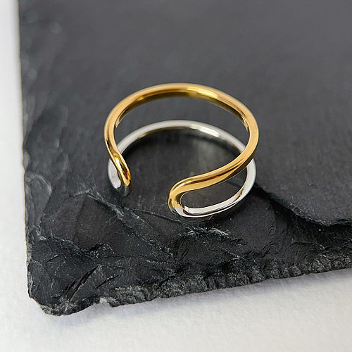 Simple Style Commute Color Block Titanium Steel Gold Plated Open Ring In Bulk