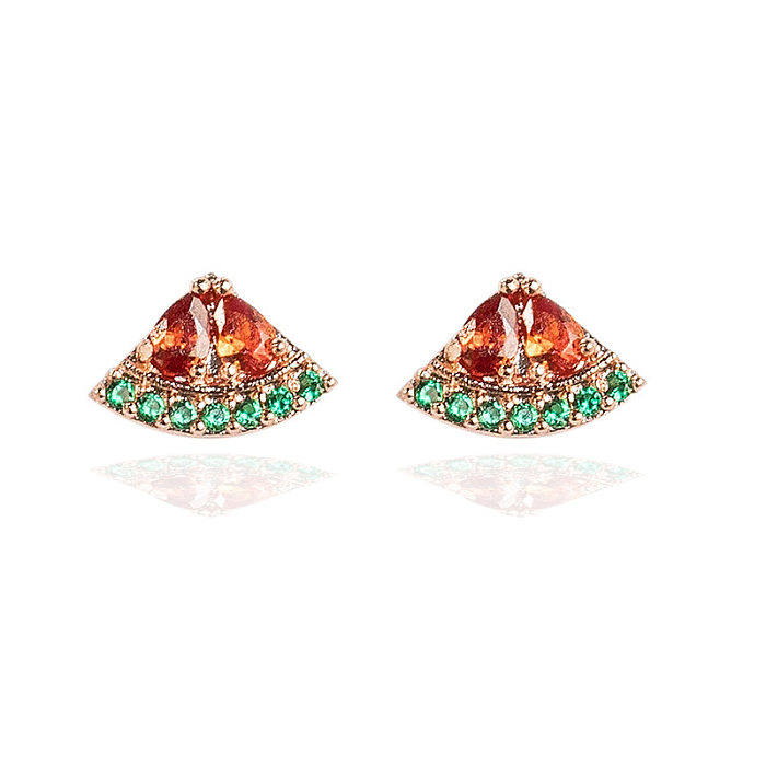 Cute Fruit Copper Earrings Inlaid Zircon Copper Earrings