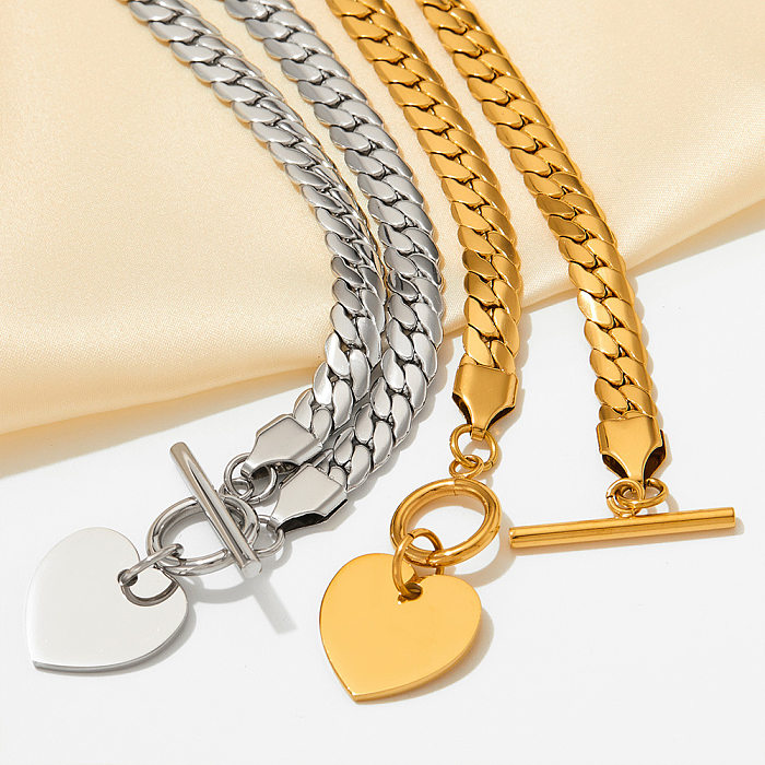 Hip-Hop-Armband-Halskette in Herzform, Edelstahl, Titan-Stahlbeschichtung, vergoldet