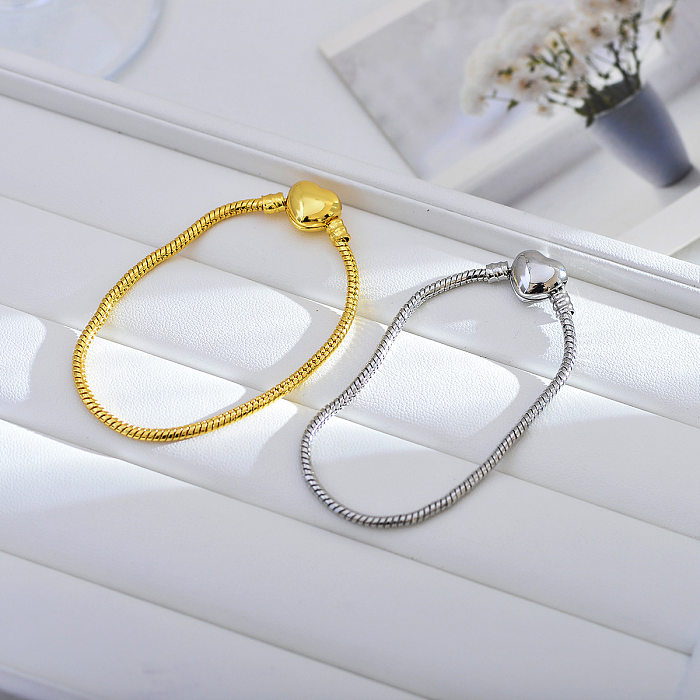 Bracelets plaqués cuivre en forme de cœur de style simple