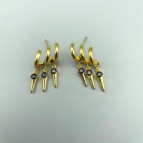 1 Paar künstlerische geometrische Überzug-Inlay-Kupfer-Ohrhänger mit künstlichem Diamant
