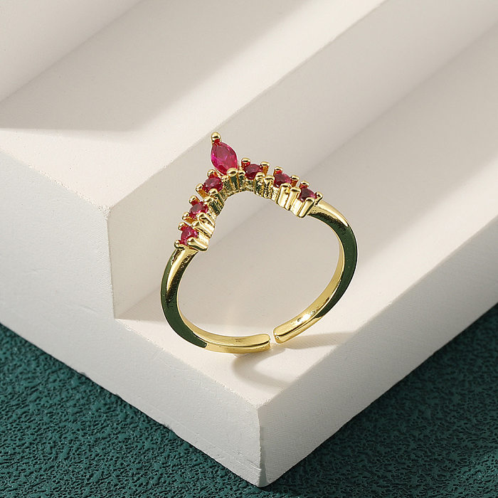 Anéis de zircão com incrustação de cobre oval de estilo simples