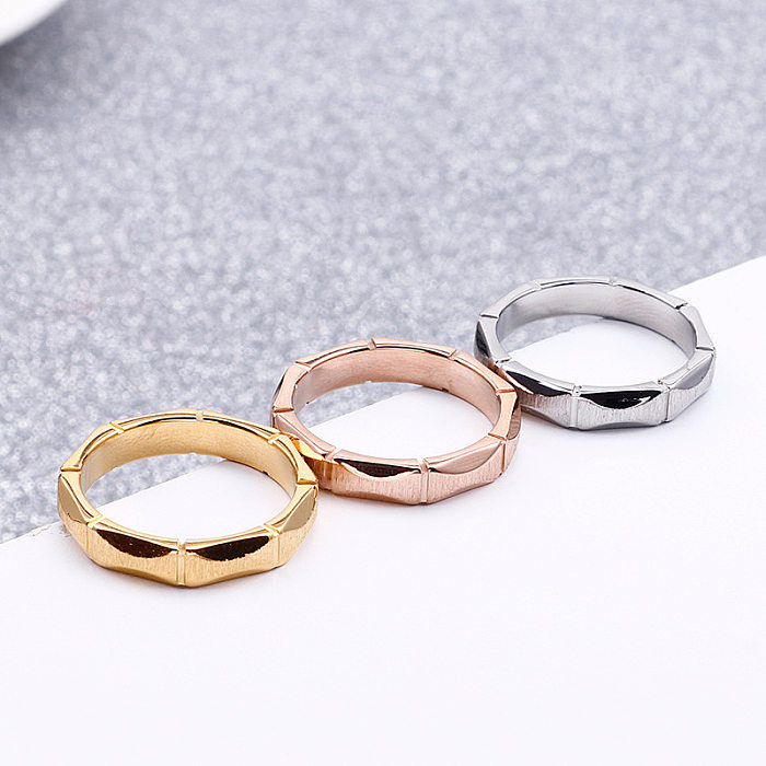 New Diamond Simple Stainless Steel Geometric Pattern Jewelry Ring Wholesale