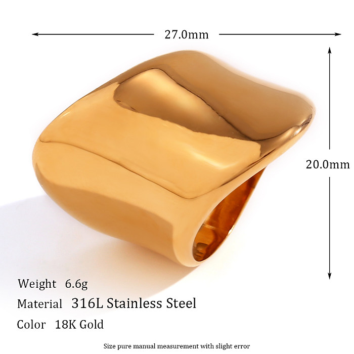 Basic Simple Style Classic Style Solid Color Stainless Steel 18K Gold Plated Rings In Bulk