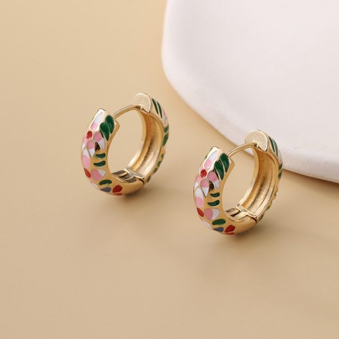 1 Pair Hip-Hop Geometric Enamel Plating Copper Earrings