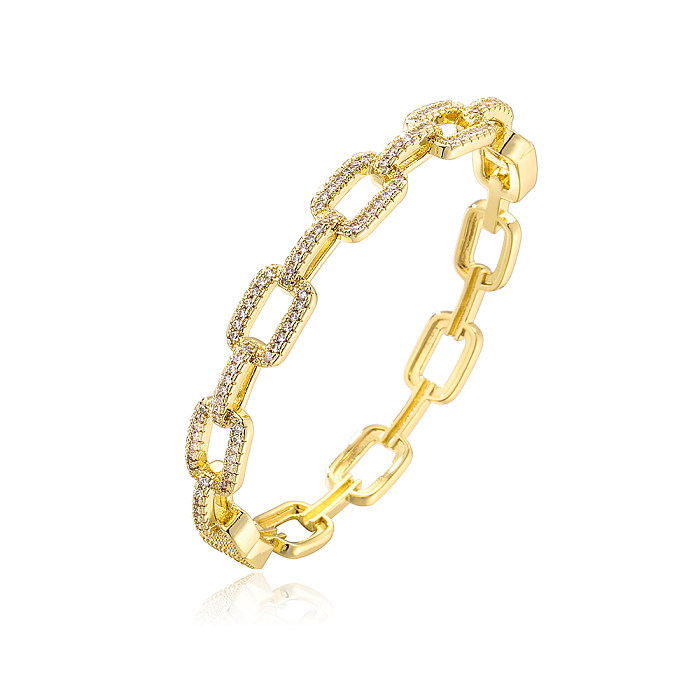 Bracelet en cuivre géométrique en forme de serpent, plaqué or 18 carats, Micro incrusté de Zircon, à la mode