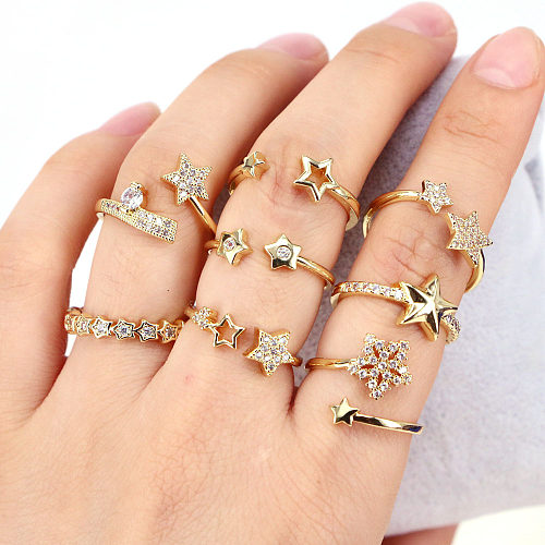 Fashion Star Copper Open Ring Plating Inlay Zircon Copper Rings