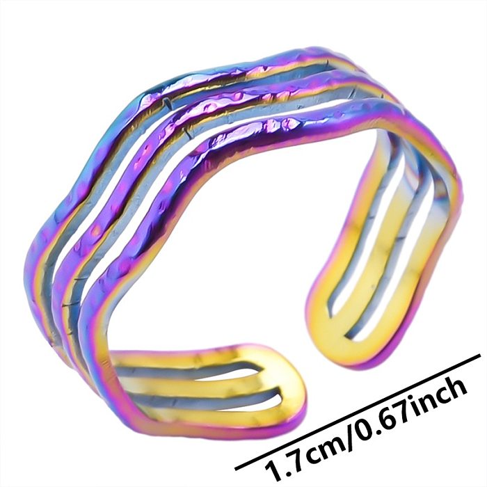 Wholesale Vintage Style Geometric Colorful Stainless Steel Plating Open Rings