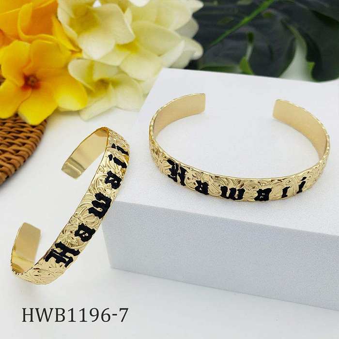Hawaiian Letter Copper Plating 14K Gold Plated Bangle