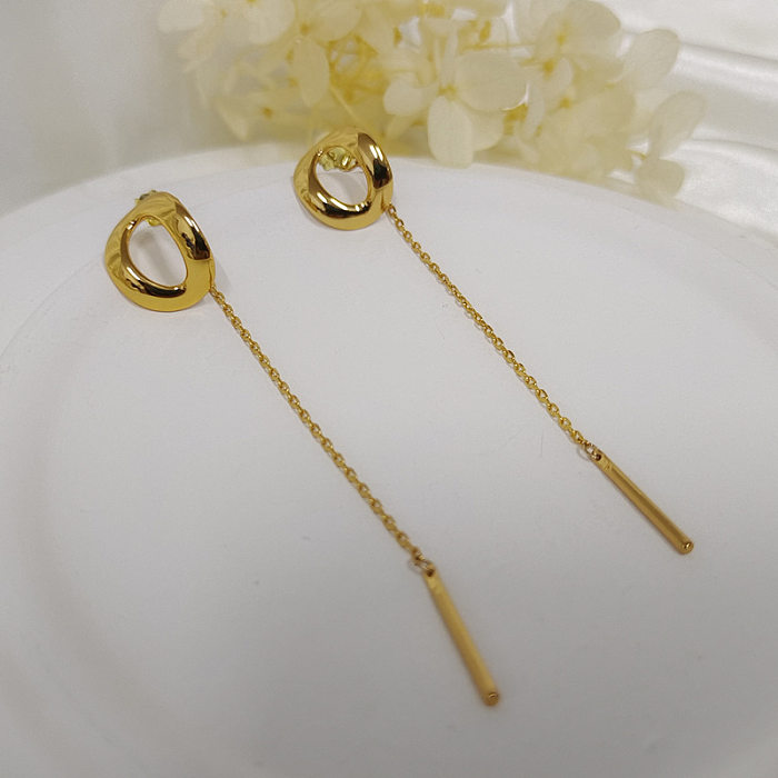 1 paire de boucles d'oreilles pendantes plaquées or 18 carats avec pampilles de style classique