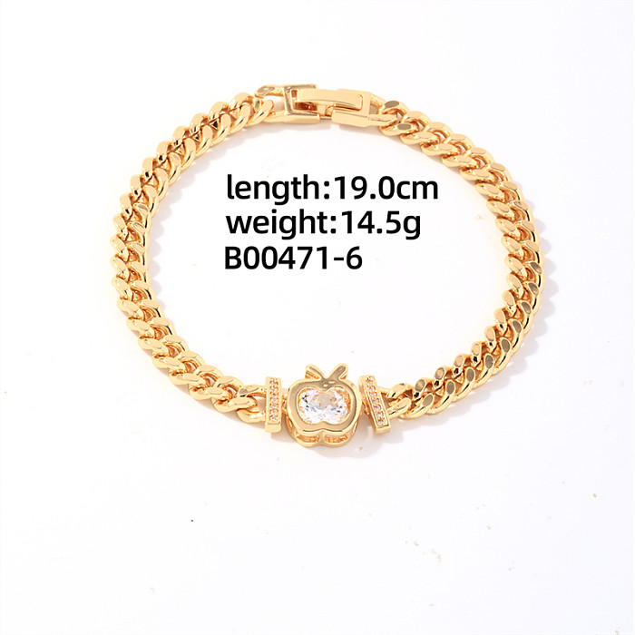 IG Style Shiny Round Water Droplets Flower Stainless Steel Copper Plating Inlay Zircon Gold Plated Bracelets