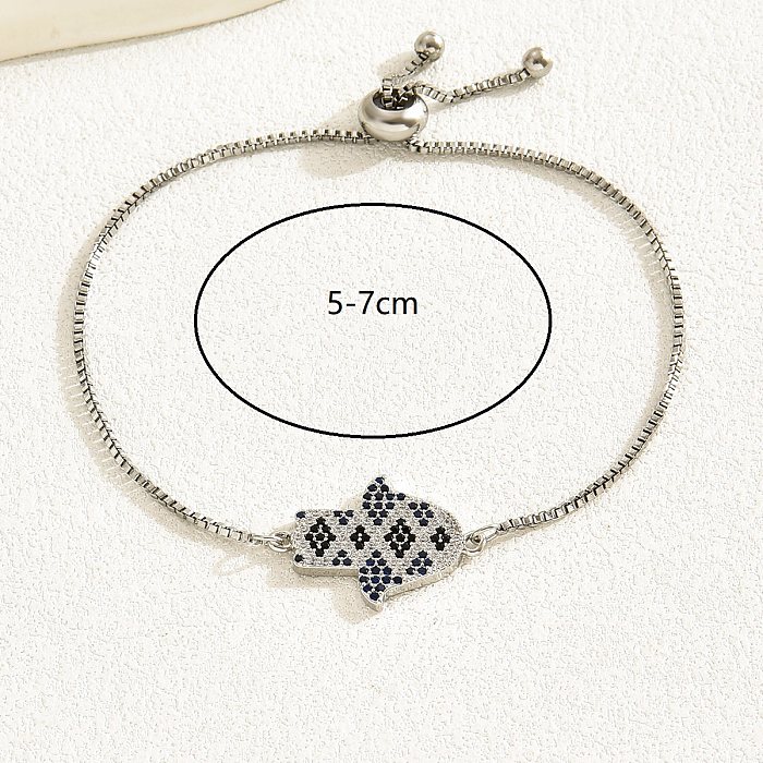 Cute Vacation Simple Style Palm Copper Plating Inlay Zircon 18K Gold Plated White Gold Plated Bracelets