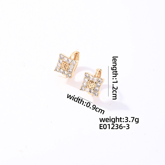 1 Paar lässige, süße runde Schleife-Knoten-Beschichtungs-Inlay-Kupfer-Zirkon-vergoldete Ohrringe