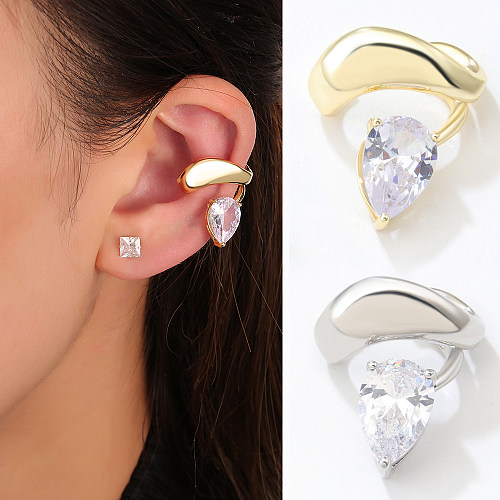 Fashion Water Droplets Copper Plating Inlay Zircon Ear Clips 1 Piece