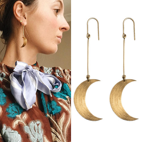 1 Pair Fashion Moon Copper Plating Drop Earrings