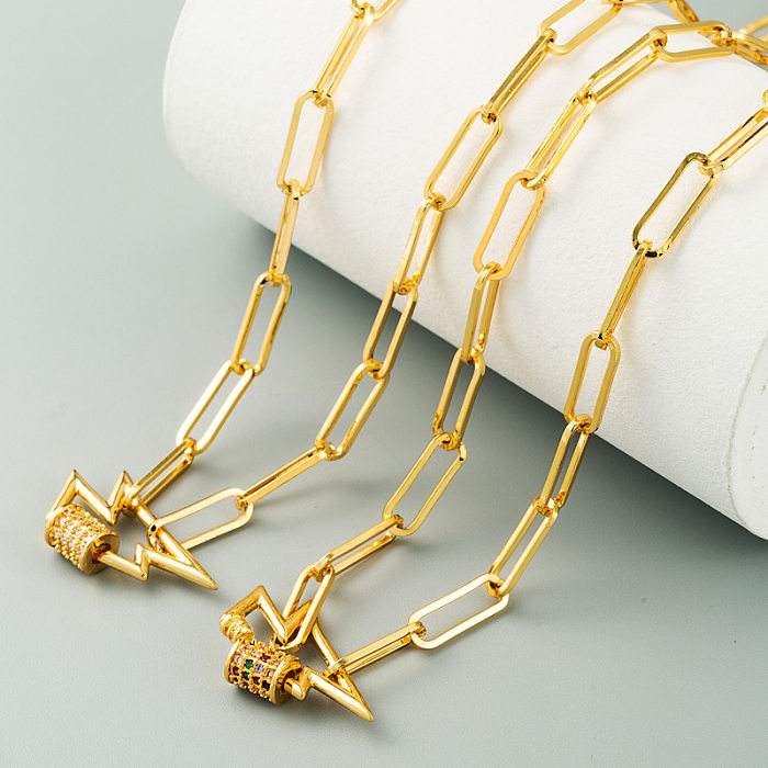 Mode nouveau Hip-hop Punk foudre pendentif collier personnalité Bakou chaîne Micro-ensemble couleur collier bijoux en gros