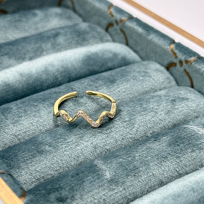 Anéis de zircão embutidos de cobre de cor sólida estilo simples