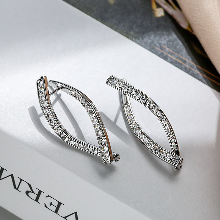 1 Pair Simple Style Commute Geometric Plating Inlay Copper Zircon 18K Gold Plated Earrings