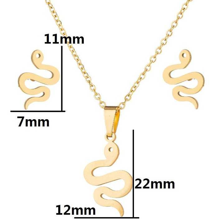 Einfache Schlangen-Ohrring-Halskette für Damen mit Edelstahlbeschichtung