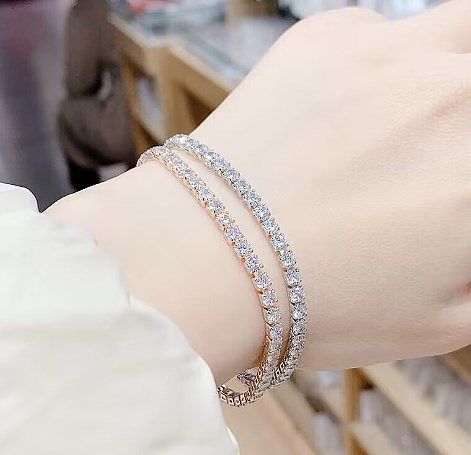 Simple Style Shiny Solid Color Copper Plating Inlay Zircon Bracelets