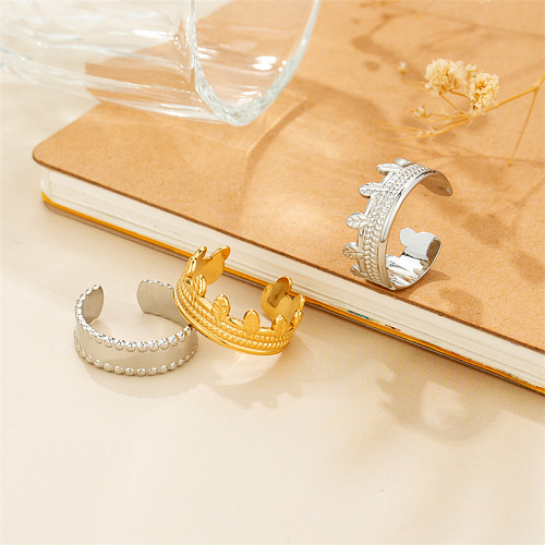 Simple Style Solid Color Stainless Steel Titanium Steel Polishing Plating Gold Plated Open Rings