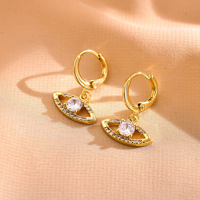 1 Pair Shiny Devil'S Eye Plating Inlay Copper Zircon Gold Plated Drop Earrings