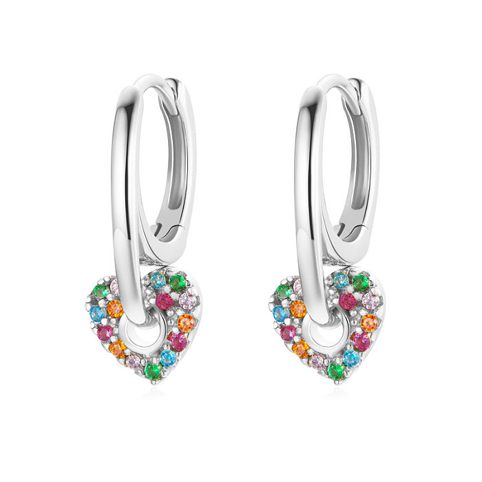 1 Pair Elegant Heart Shape Plating Inlay Copper Artificial Diamond Drop Earrings