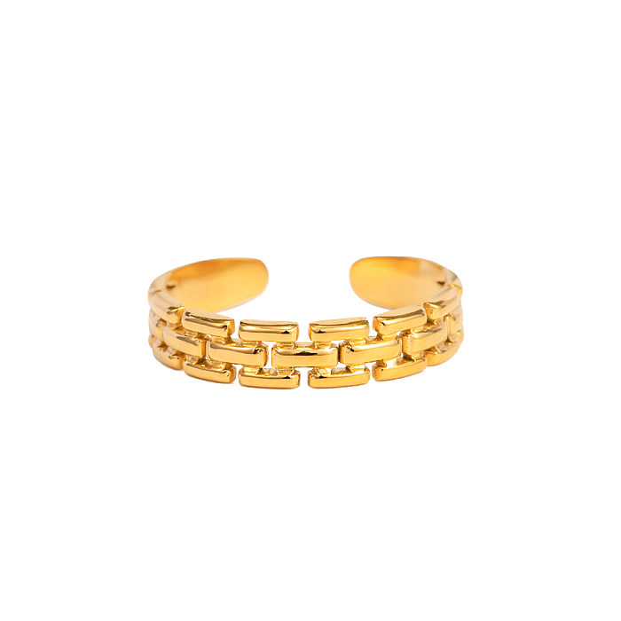 INS Style Simple Style Solid Color Mesh Stainless Steel Plating Braid 18K Gold Plated Open Ring