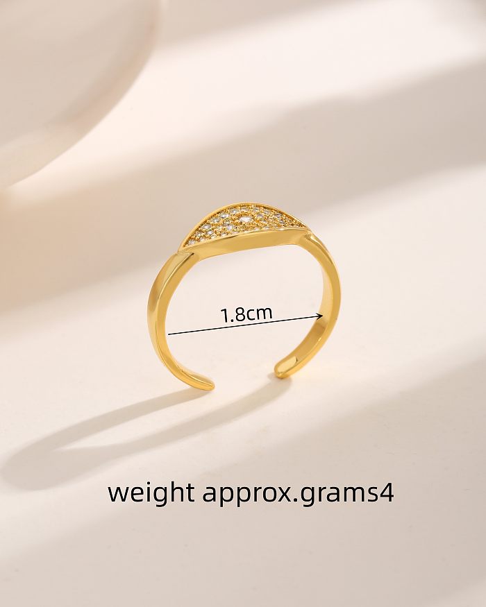 Basic Vintage Style Simple Style Eye Copper Plating Inlay Zircon 18K Gold Plated Open Rings