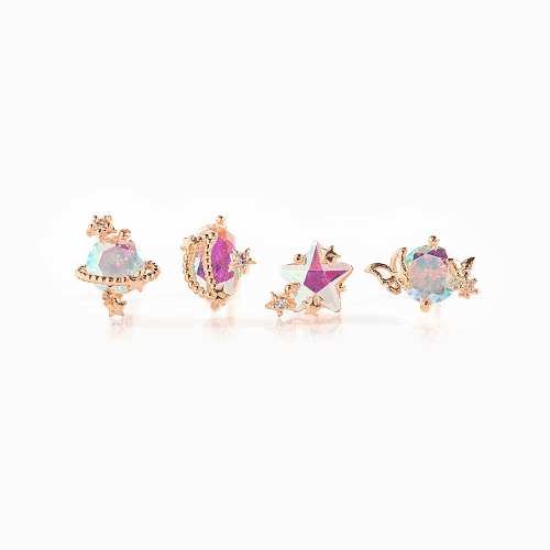 Boucles d'oreilles en laiton Constellation Fashion Star Gem Boucles d'oreilles en cuivre