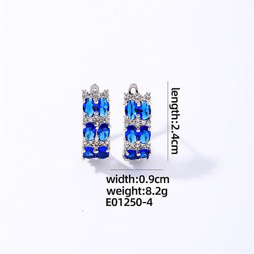 1 Pair Casual Simple Style Shiny Oval Plating Inlay Copper Zircon White Gold Plated Earrings