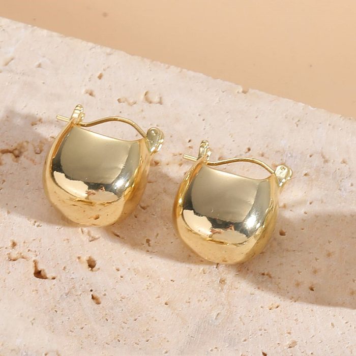 1 paire de boucles d'oreilles en cuivre plaqué or 14 carats, Style Simple, couleur unie