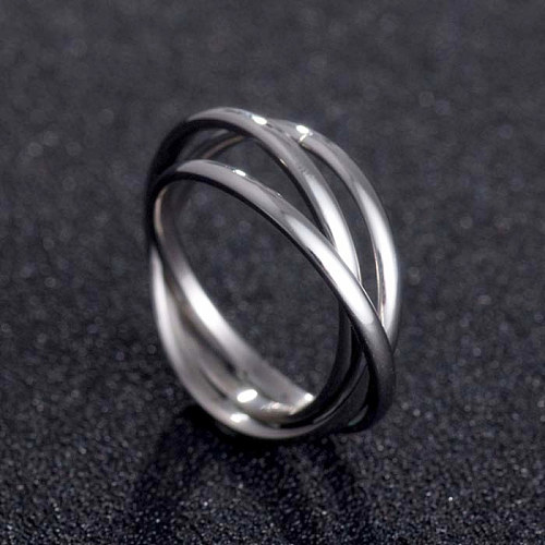 Geometric Three-ring Titanium Steel Ring