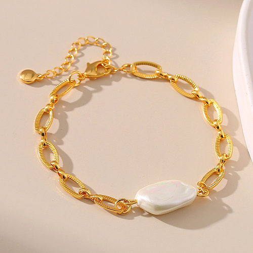 Bracelets de perles rétro géométriques de couleur unie plaqué cuivre