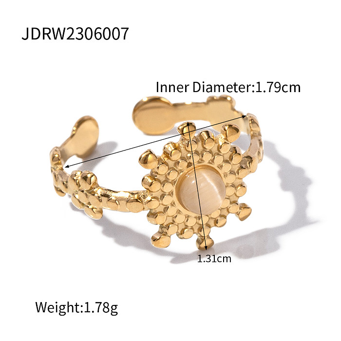 Lässiger, moderner Stil, offene Ringe mit Sonnen-Edelstahlbeschichtung und Opal-18-Karat-Vergoldung