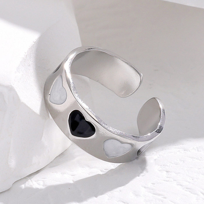 1 peça fashion formato de coração anel aberto revestido de aço inoxidável